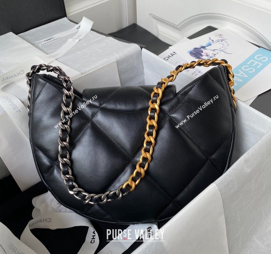 Chanel 19 Lambskin Hobo Bag AS4638 Black 2024 (yezi-231208011)