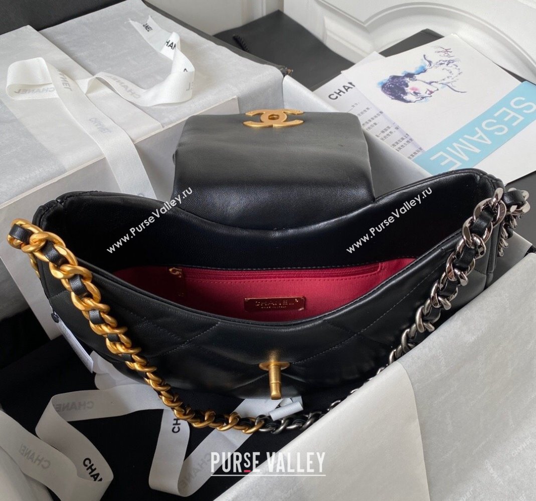 Chanel 19 Lambskin Hobo Bag AS4638 Black 2024 (yezi-231208011)