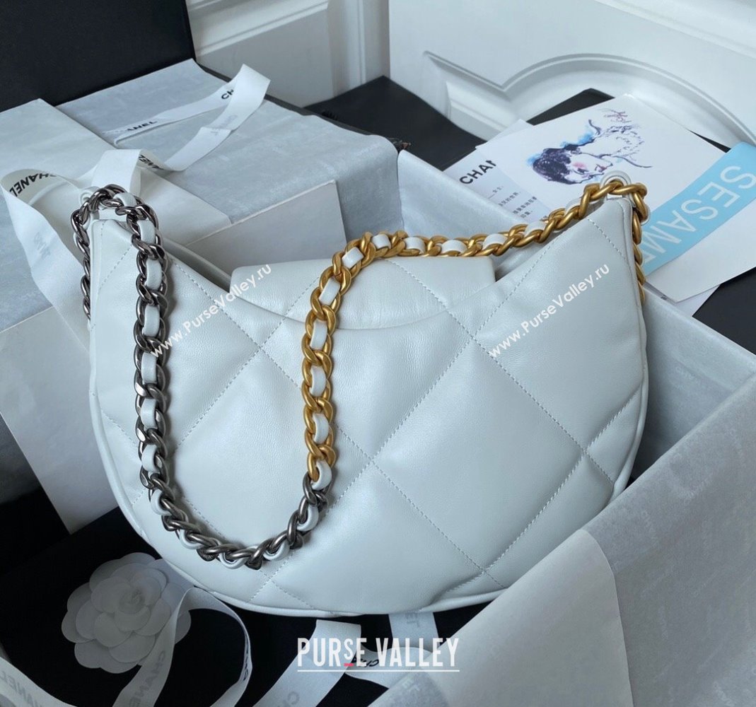 Chanel 19 Lambskin Hobo Bag AS4638 White 2024 (yezi-231208013)