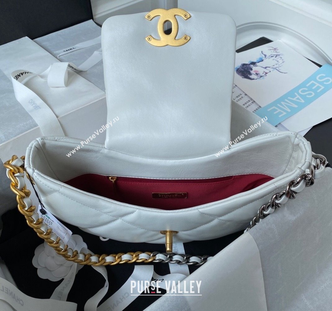 Chanel 19 Lambskin Hobo Bag AS4638 White 2024 (yezi-231208013)