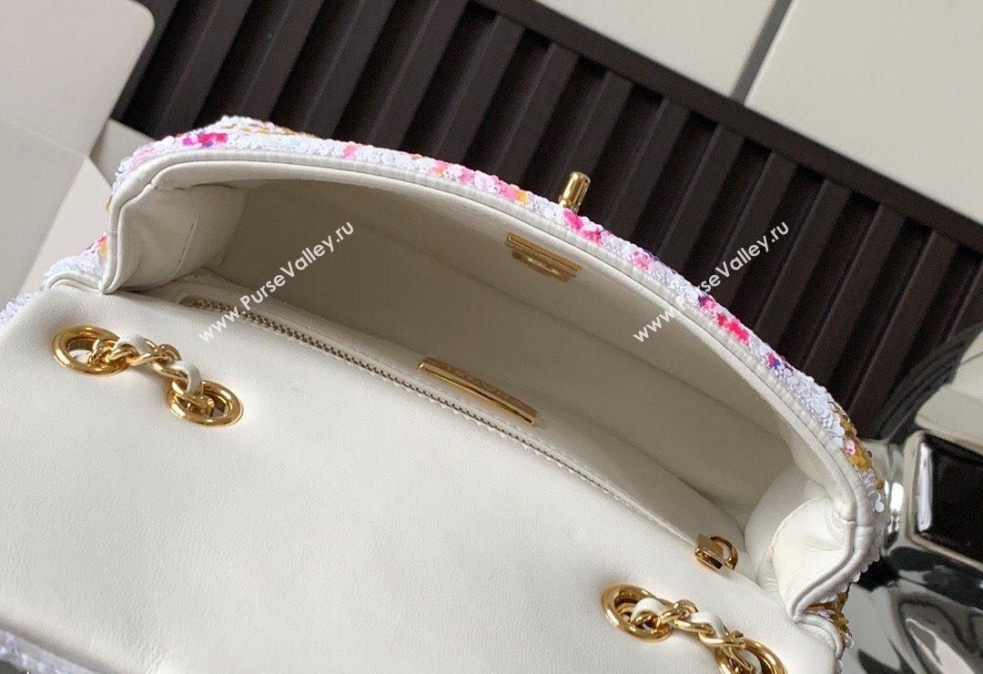 Chanel Sequins Small Flap Bag AS4561 White/Multicolor 2023 (yezi-231208014)