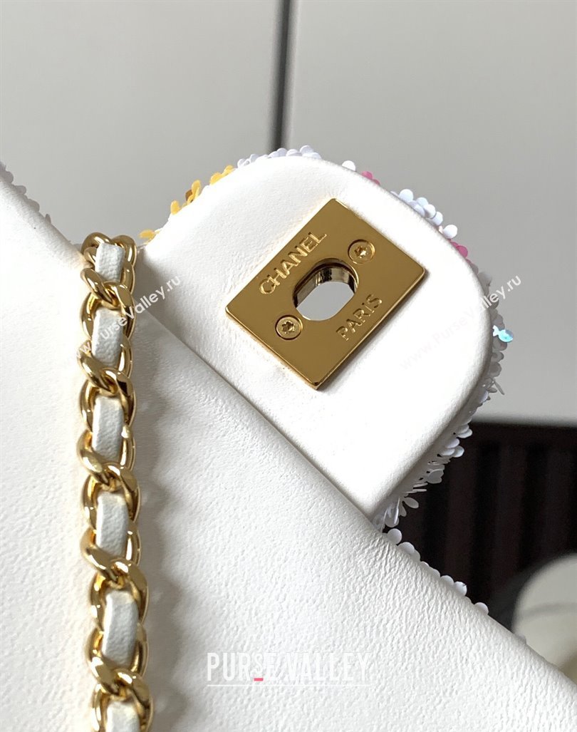 Chanel Sequins Small Flap Bag AS4561 White/Multicolor 2023 (yezi-231208014)