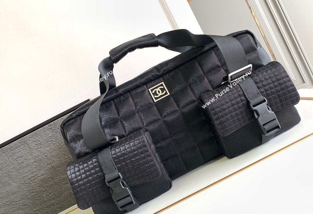 Chanel Black Waterproof Sport Bag with Pockets 2023 1208 (yezi-231208015)