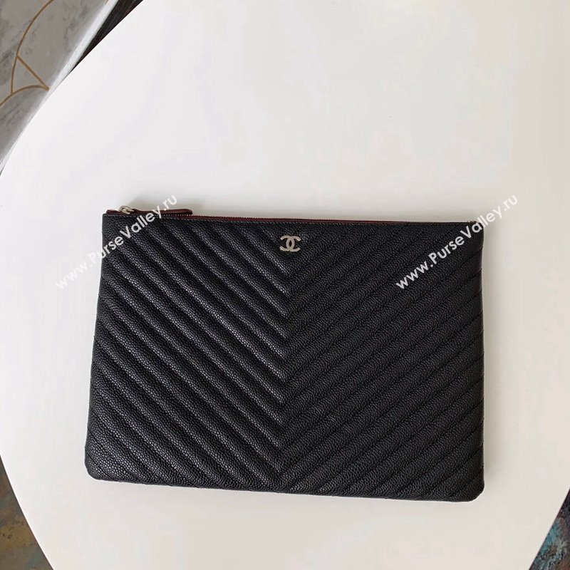 Chanel Chevron Grained Calfskin Pouch Black 2023 31530-3.5 (yf-231208018)