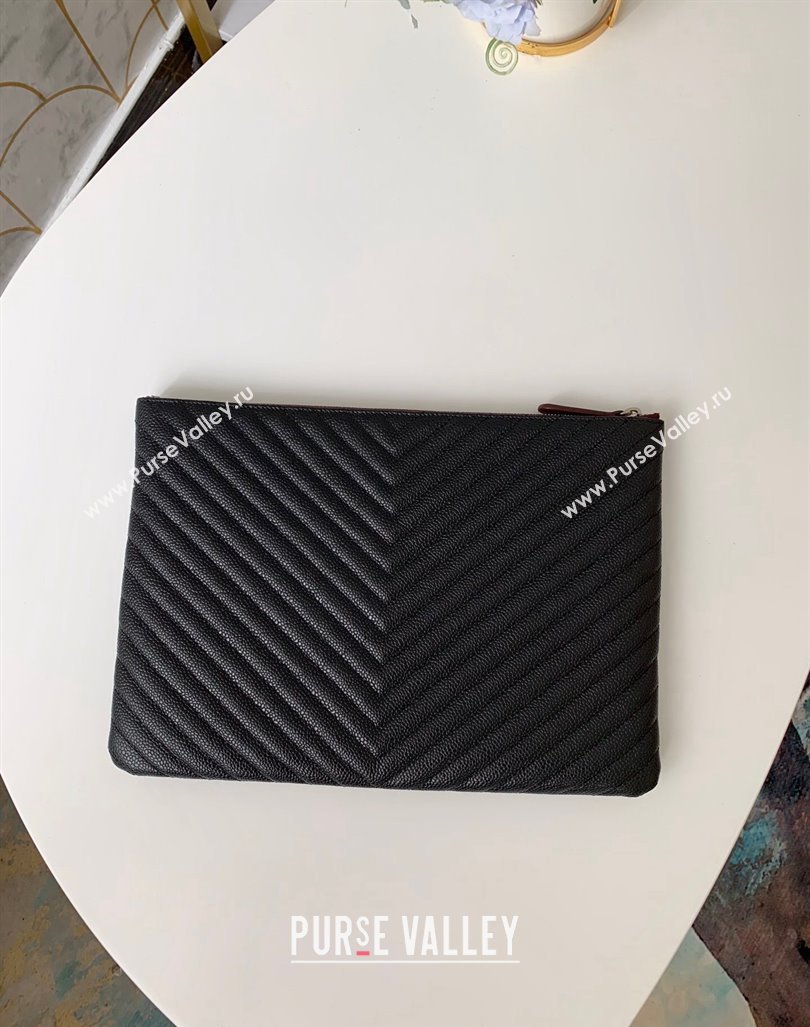 Chanel Chevron Grained Calfskin Pouch Black 2023 31530-3.5 (yf-231208018)