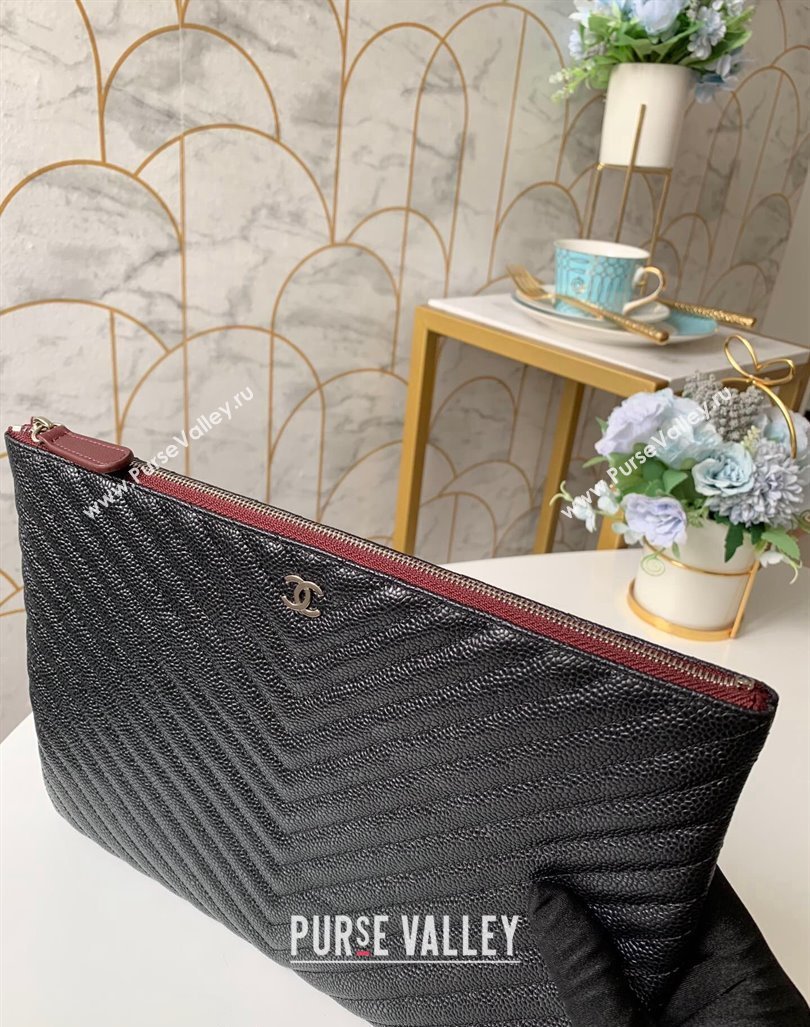 Chanel Chevron Grained Calfskin Pouch Black 2023 31530-3.5 (yf-231208018)