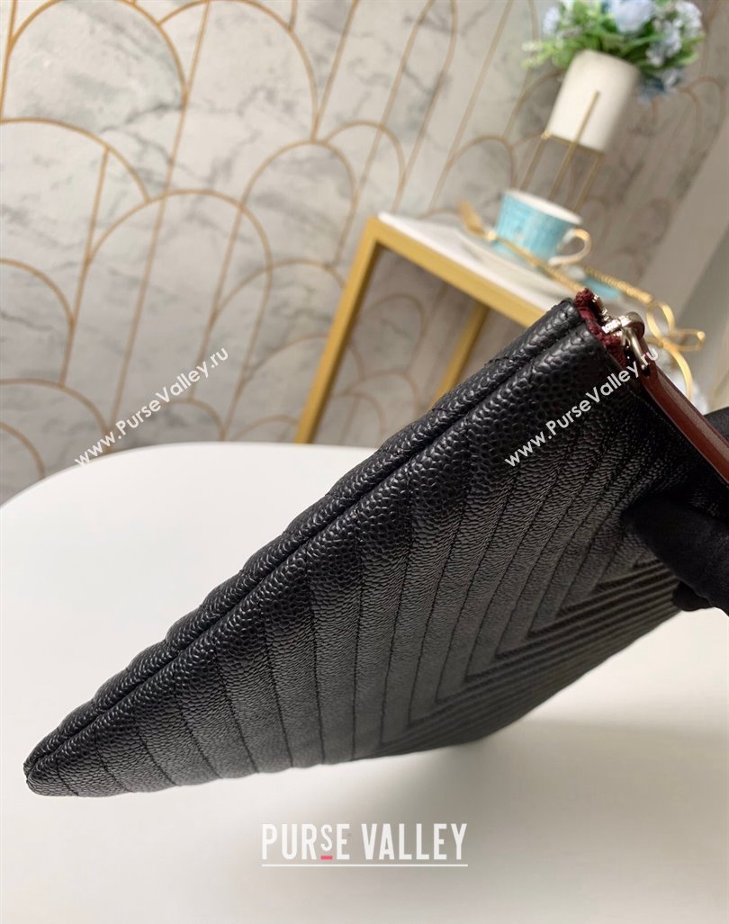 Chanel Chevron Grained Calfskin Pouch Black 2023 31530-3.5 (yf-231208018)