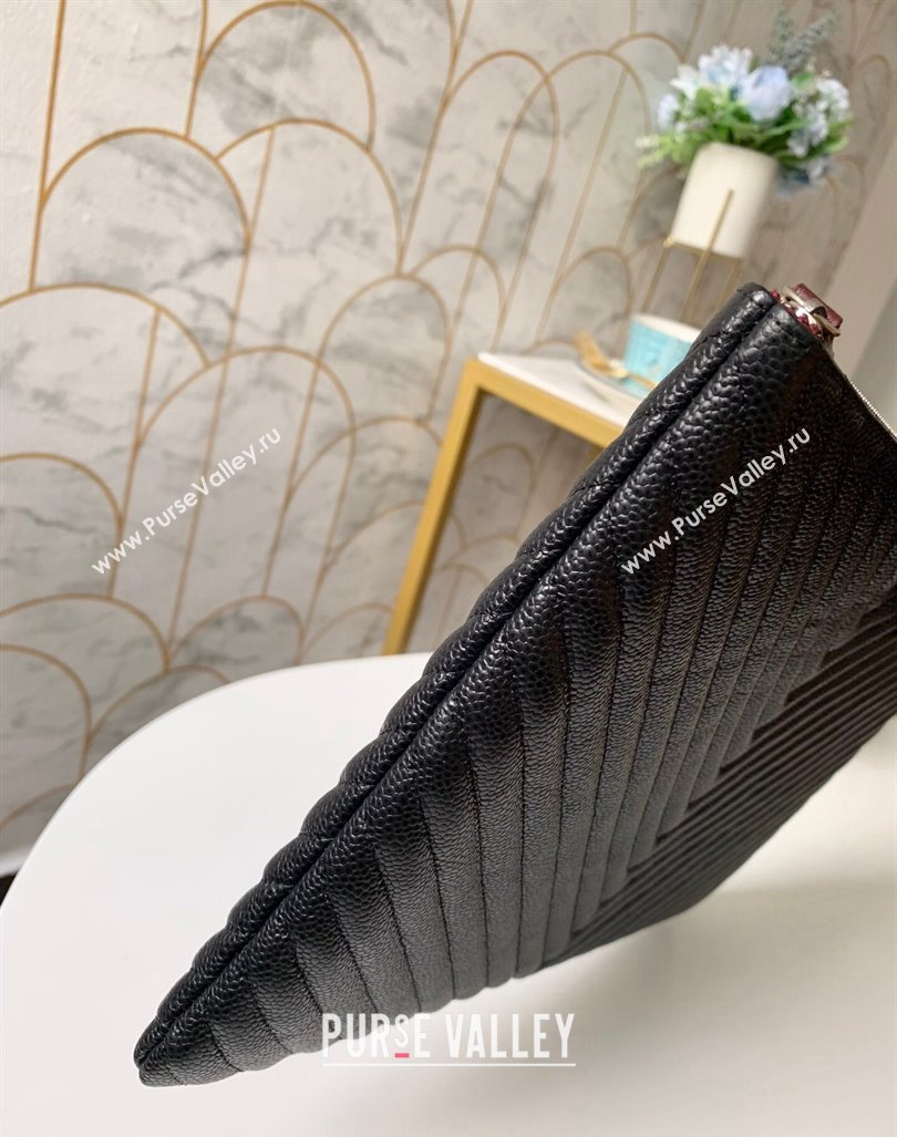 Chanel Chevron Grained Calfskin Pouch Black 2023 31530-4.0 (yf-231208019)