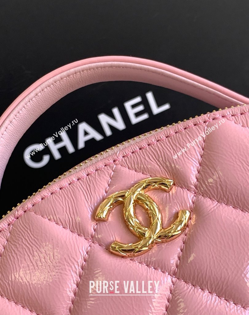 Chanel Quilted Shiny Calfskin Bowling Bag Pink 2023 1208 (yezi-231208020)