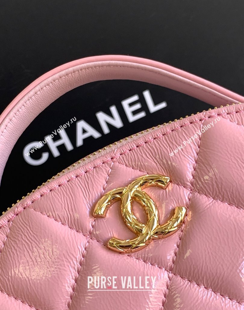 Chanel Quilted Shiny Calfskin Bowling Bag Pink 2023 1208 (yezi-231208020)