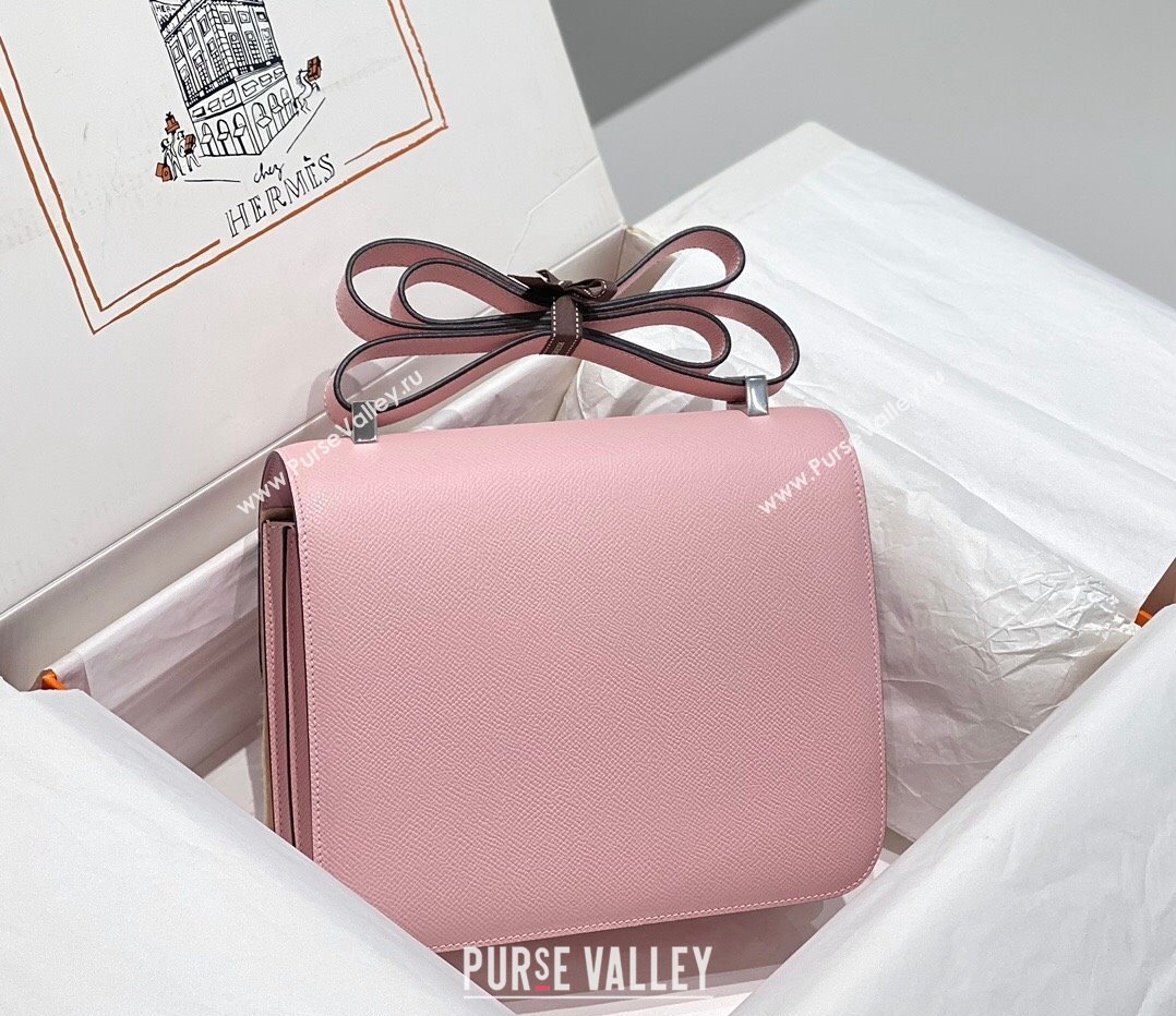 Hermes Classic Constance Bag 23cm in Epsom Leather 3Q Cream Pink/Silver 2023 (FL-231209044)