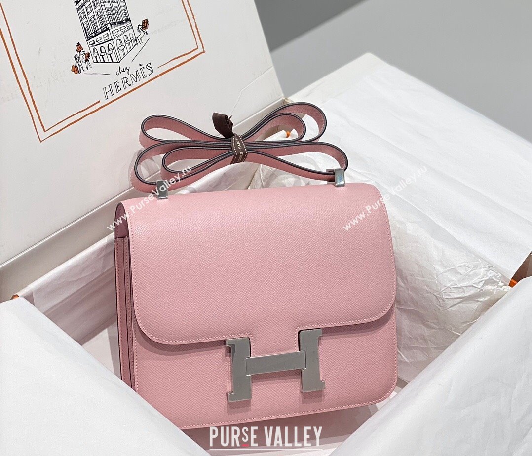 Hermes Classic Constance Bag 23cm in Epsom Leather 3Q Cream Pink/Silver 2023 (FL-231209044)