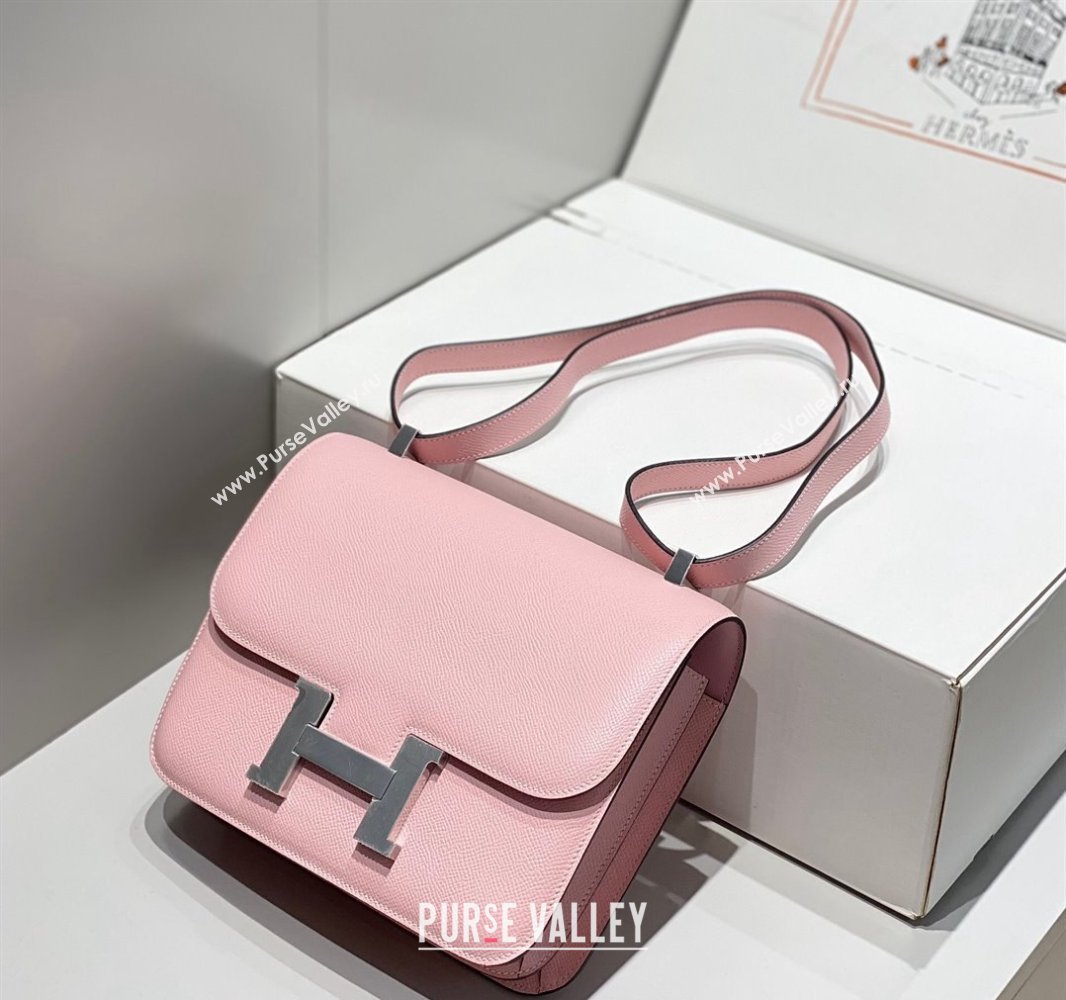 Hermes Classic Constance Bag 23cm in Epsom Leather 3Q Cream Pink/Silver 2023 (FL-231209044)