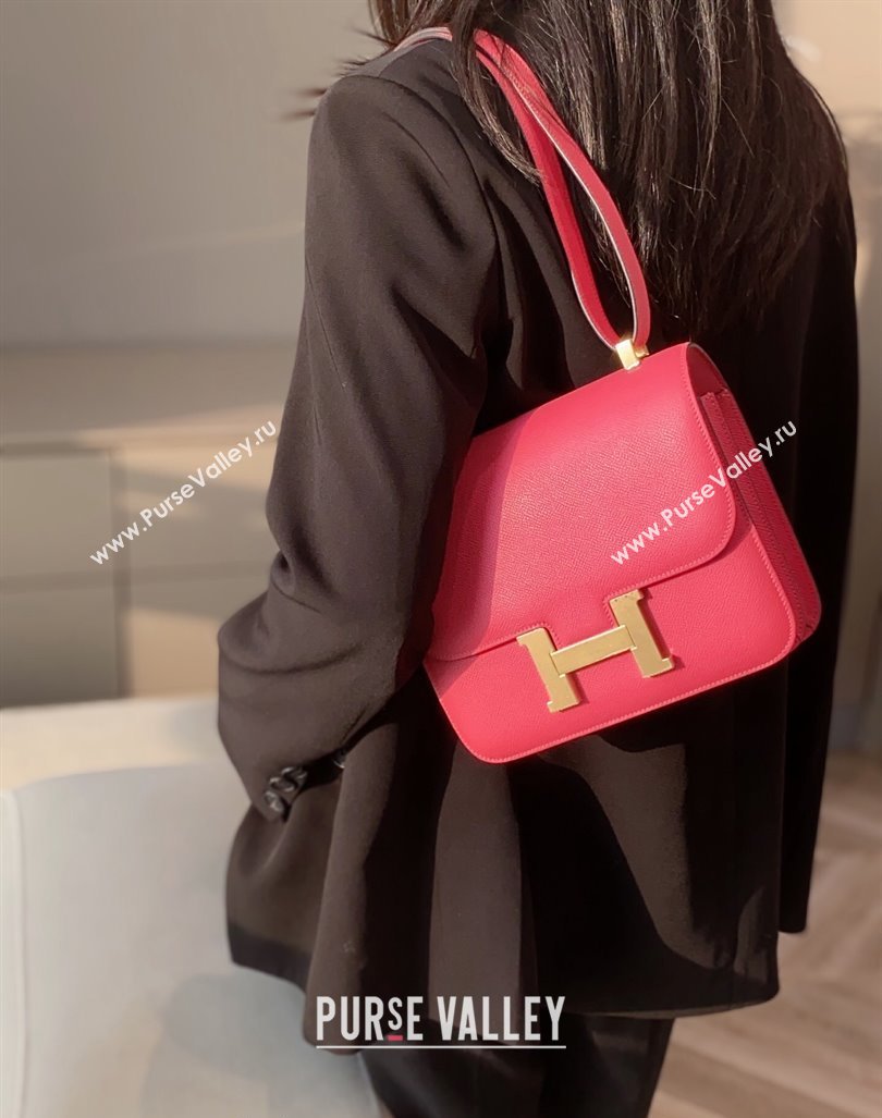 Hermes Classic Constance Bag 23cm in Epsom Leather Rose Lipstick Pink/Gold 2023 (FL-231209048)