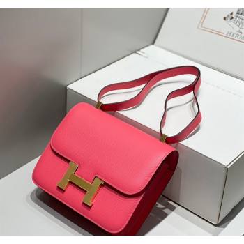 Hermes Classic Constance Bag 23cm in Epsom Leather Rose Lipstick Pink/Gold 2023 (FL-231209048)