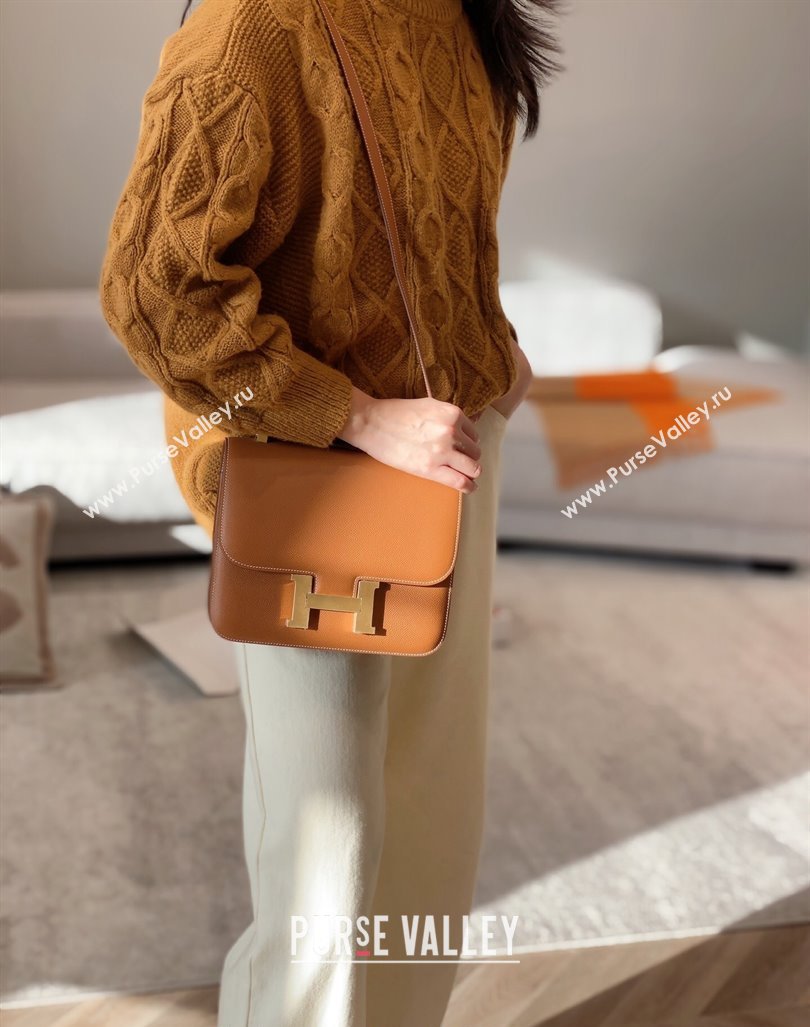 Hermes Classic Constance Bag 23cm in Epsom Leather Golden Brown 2023 (FL-231209050)