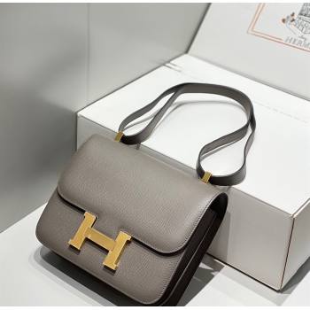 Hermes Classic Constance Bag 23cm in Epsom Leather Etain Grey/Gold 2023 (FL-231209051)