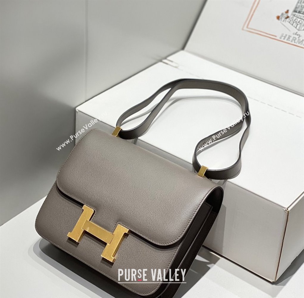 Hermes Classic Constance Bag 23cm in Epsom Leather Etain Grey/Gold 2023 (FL-231209051)