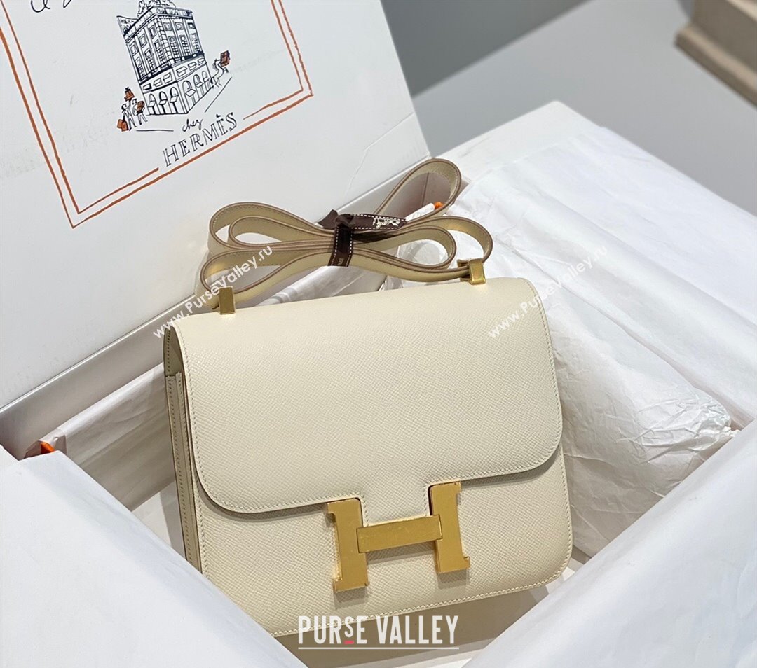 Hermes Classic Constance Bag 23cm in Epsom Leather Cream White/Gold 2023 (FL-231209054)