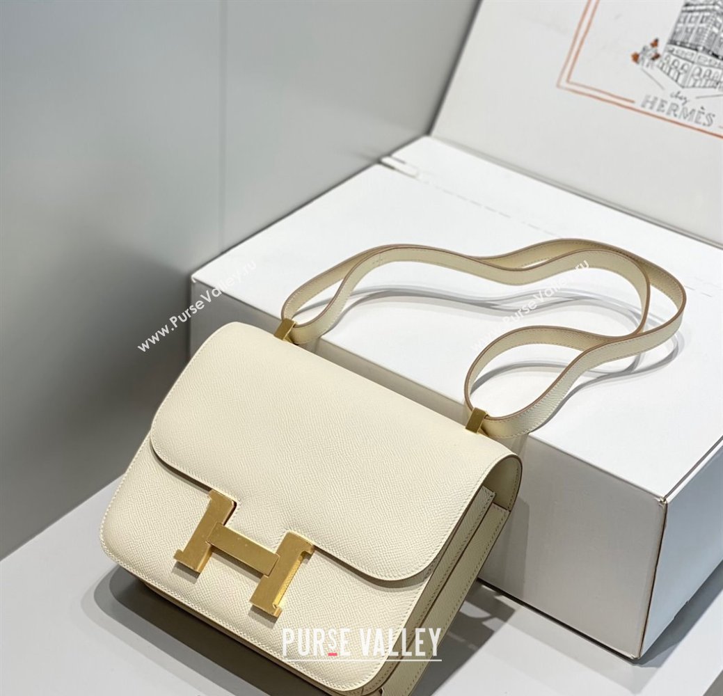 Hermes Classic Constance Bag 23cm in Epsom Leather Cream White/Gold 2023 (FL-231209054)