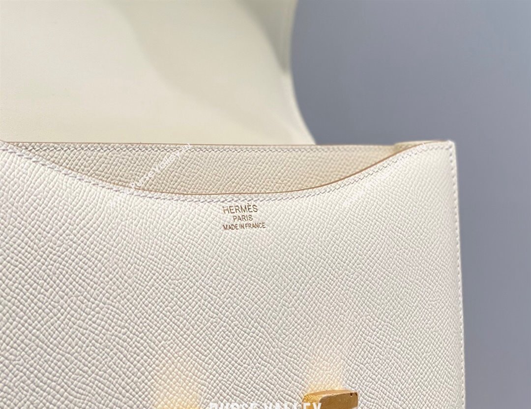 Hermes Classic Constance Bag 23cm in Epsom Leather Cream White/Gold 2023 (FL-231209054)