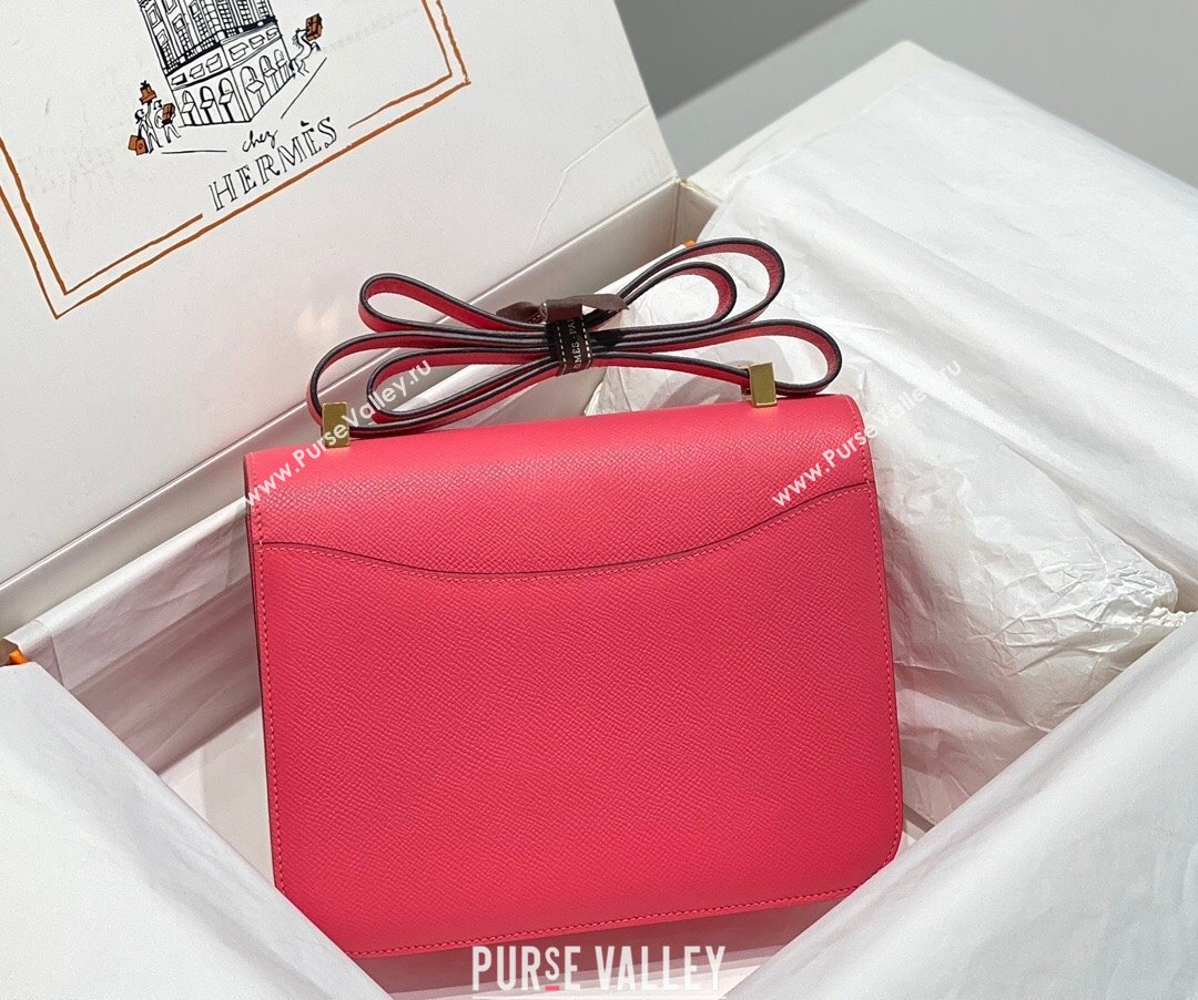 Hermes Constance Bag 23cm in Epsom Leather with Mirror Rose Lipstick Pink/Gold 2023 NEW ( Half Handmade) (FL-231209058)