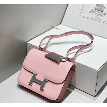 Hermes Constance Bag 23cm in Epsom Leather with Mirror 3Q Pink/Silver 2023 NEW ( Half Handmade) (FL-231209059)