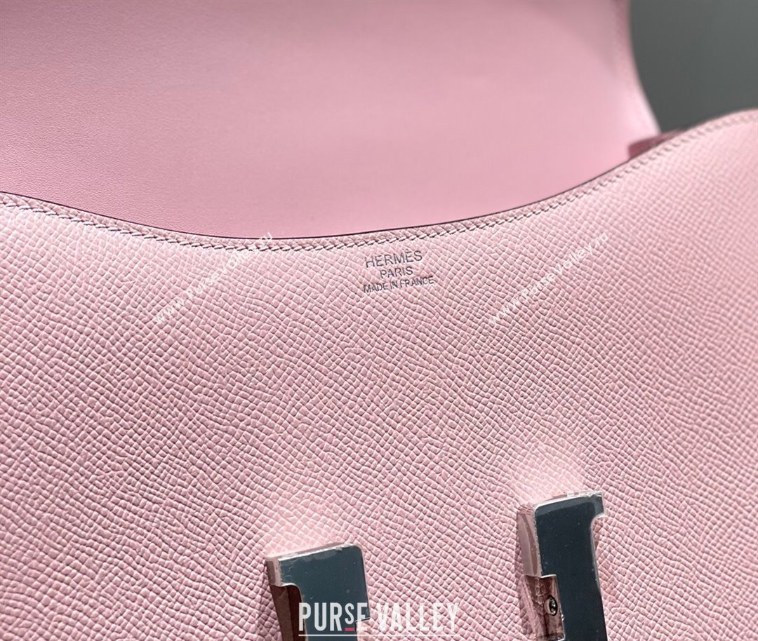 Hermes Constance Bag 23cm in Epsom Leather with Mirror 3Q Pink/Silver 2023 NEW ( Half Handmade) (FL-231209059)