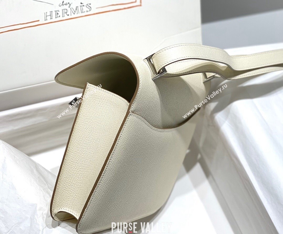 Hermes Constance Bag 23cm in Epsom Leather with Mirror Cream White/Silver 2023 NEW ( Half Handmade) (FL-231209062)