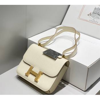 Hermes Constance Bag 23cm in Epsom Leather with Mirror Cream White/Gold 2023 NEW ( Half Handmade) (FL-231209063)