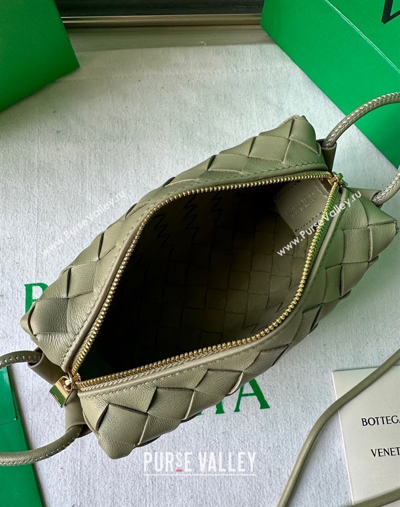 Bottega Veneta Mini Loop Camera Bag in Intrecciato Leather Travetine Green 2023 723547 (WT-231212038)