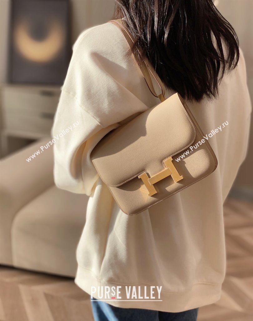 Hermes Constance Bag 23cm in Epsom Leather with Mirror Coat Grey/Gold 2023 NEW ( Half Handmade) (FL-231209064)