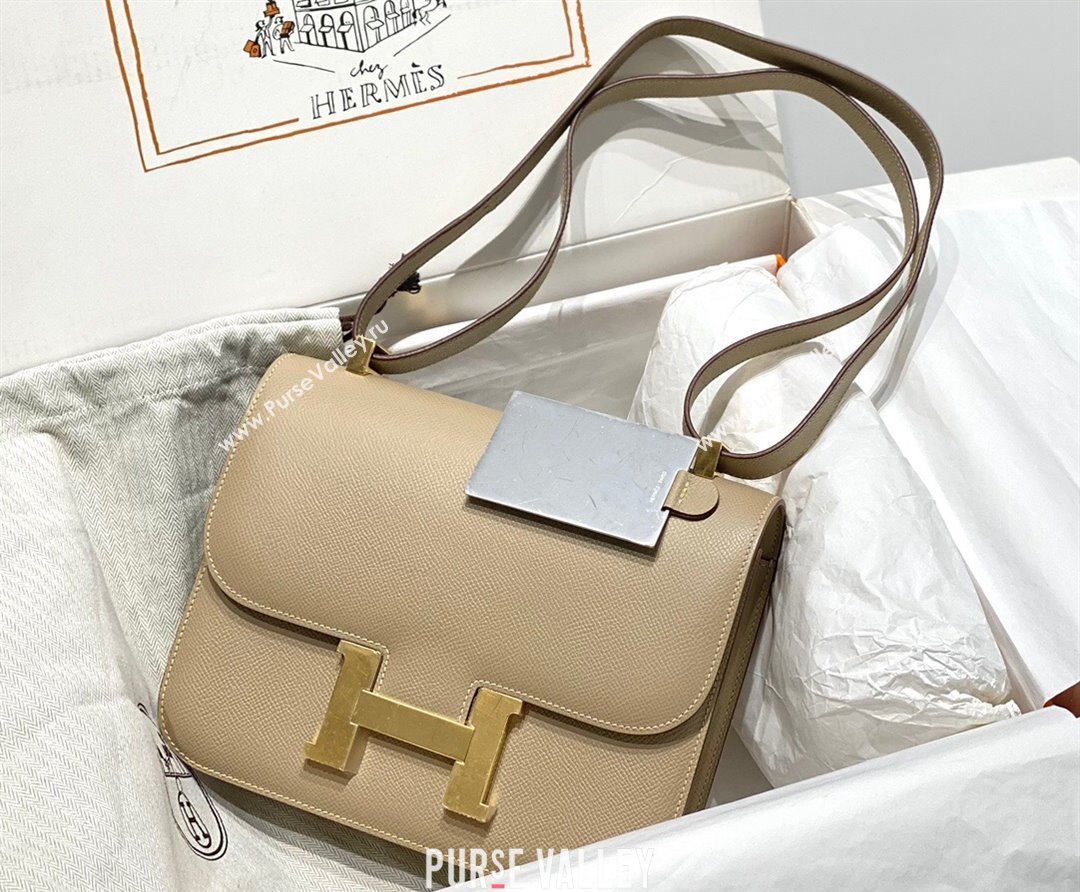 Hermes Constance Bag 23cm in Epsom Leather with Mirror Coat Grey/Gold 2023 NEW ( Half Handmade) (FL-231209064)