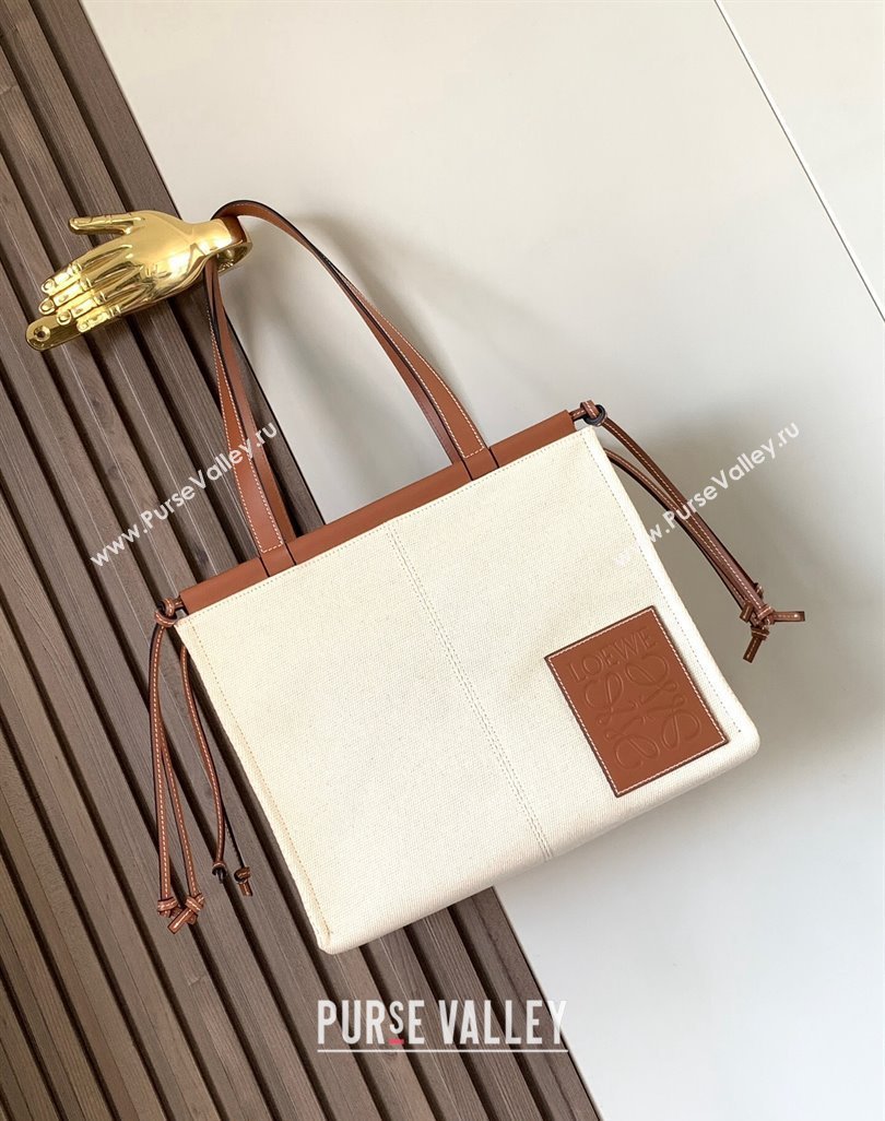 Loewe Cushion Canvas Tote Bag White/Brown 2023 (Ys-231211063)