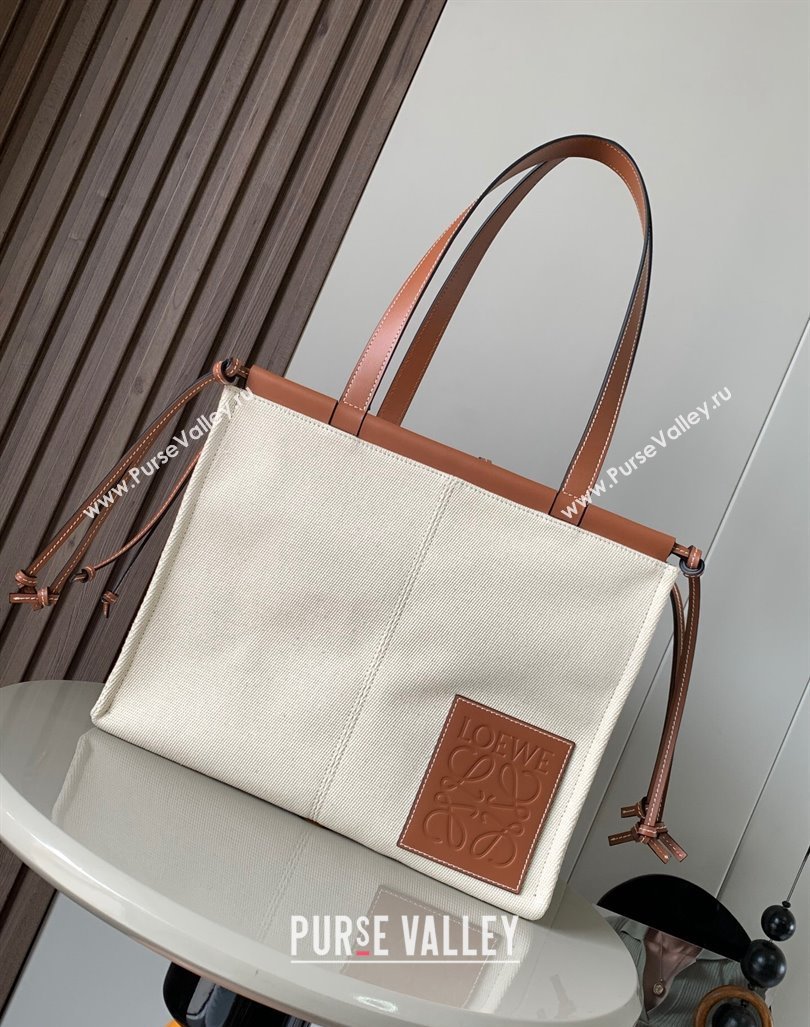 Loewe Cushion Canvas Tote Bag White/Brown 2023 (Ys-231211063)