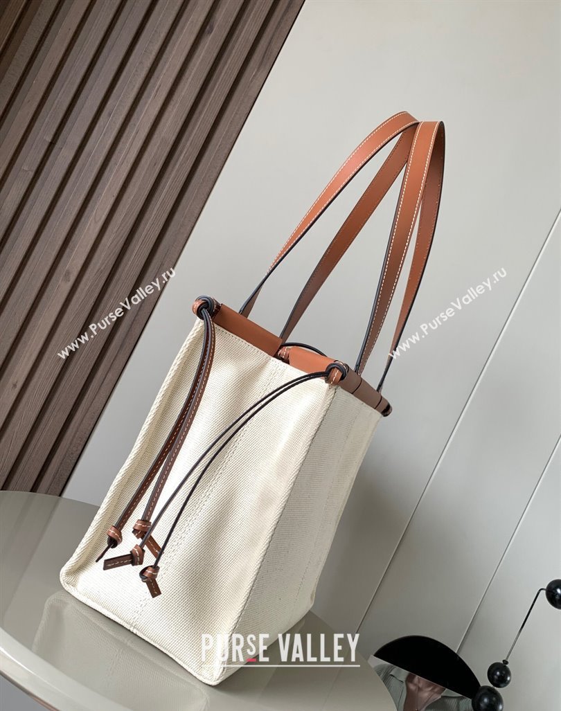 Loewe Cushion Canvas Tote Bag White/Brown 2023 (Ys-231211063)