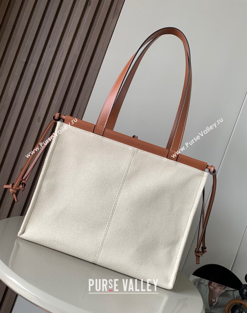 Loewe Cushion Canvas Tote Bag White/Brown 2023 (Ys-231211063)