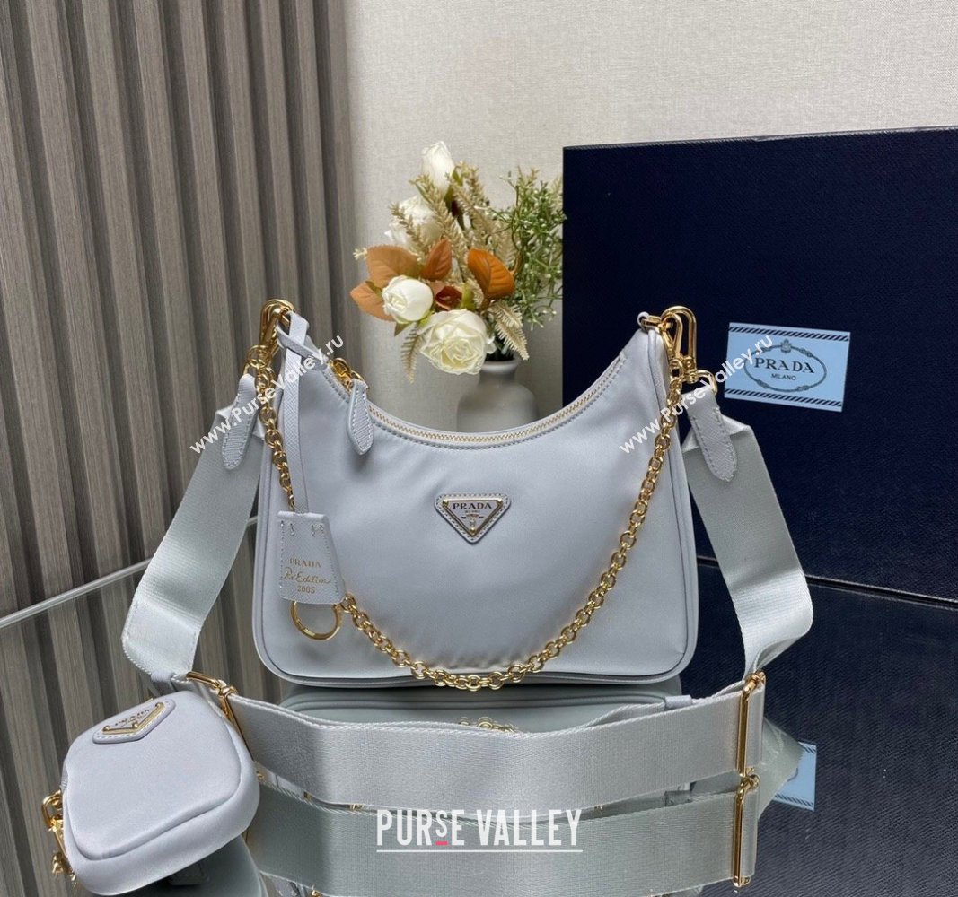 Prada Re-Edition 2005 Re-Nylon Bag 1BH204 Light Grey 2023 NEW (YZ-231211027)