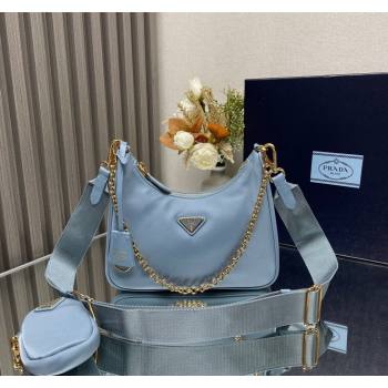 Prada Re-Edition 2005 Re-Nylon Bag 1BH204 Light Blue 2023 NEW (YZ-231211031)