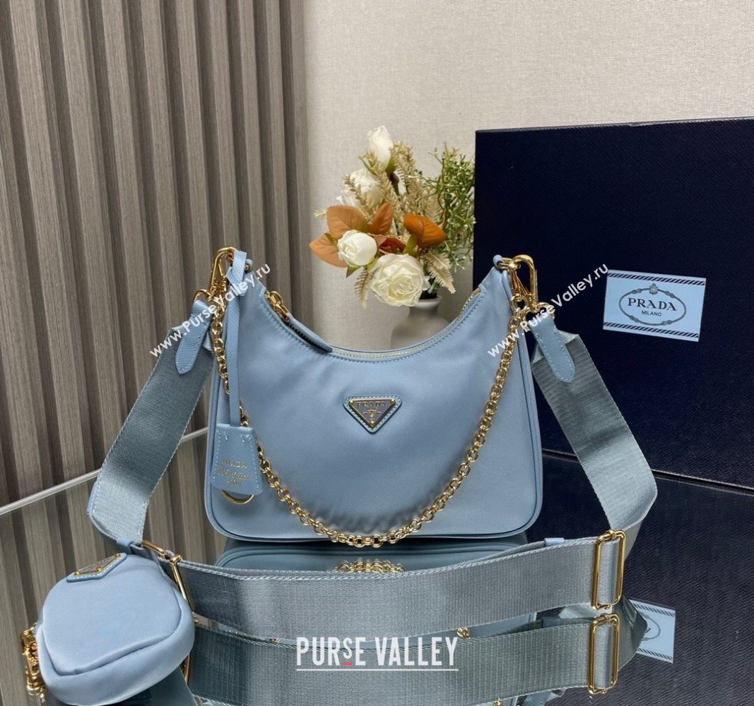 Prada Re-Edition 2005 Re-Nylon Bag 1BH204 Light Blue 2023 NEW (YZ-231211031)