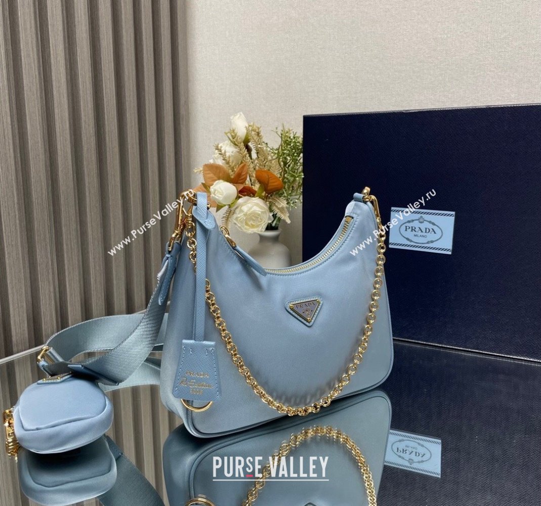 Prada Re-Edition 2005 Re-Nylon Bag 1BH204 Light Blue 2023 NEW (YZ-231211031)