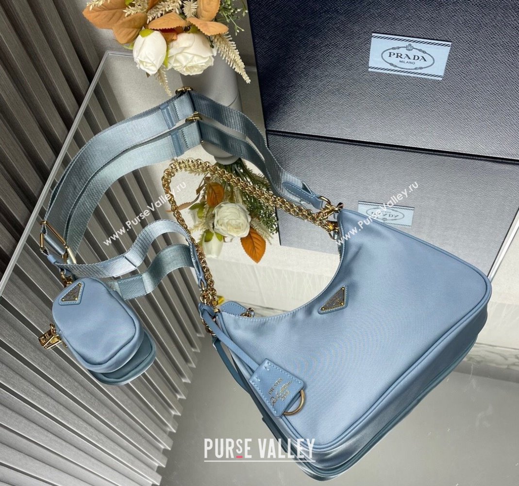 Prada Re-Edition 2005 Re-Nylon Bag 1BH204 Light Blue 2023 NEW (YZ-231211031)