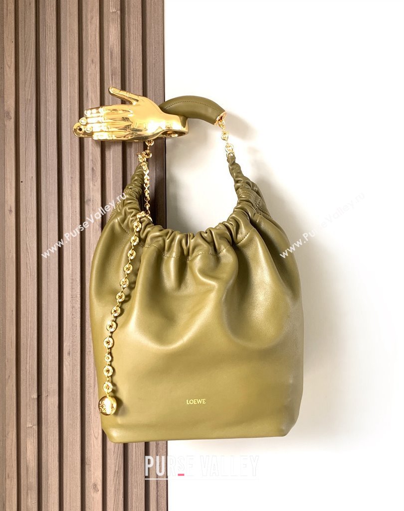 Loewe Medium Squeeze bag in nappa lambskin Olive Green 2023 (Ys-231211058)