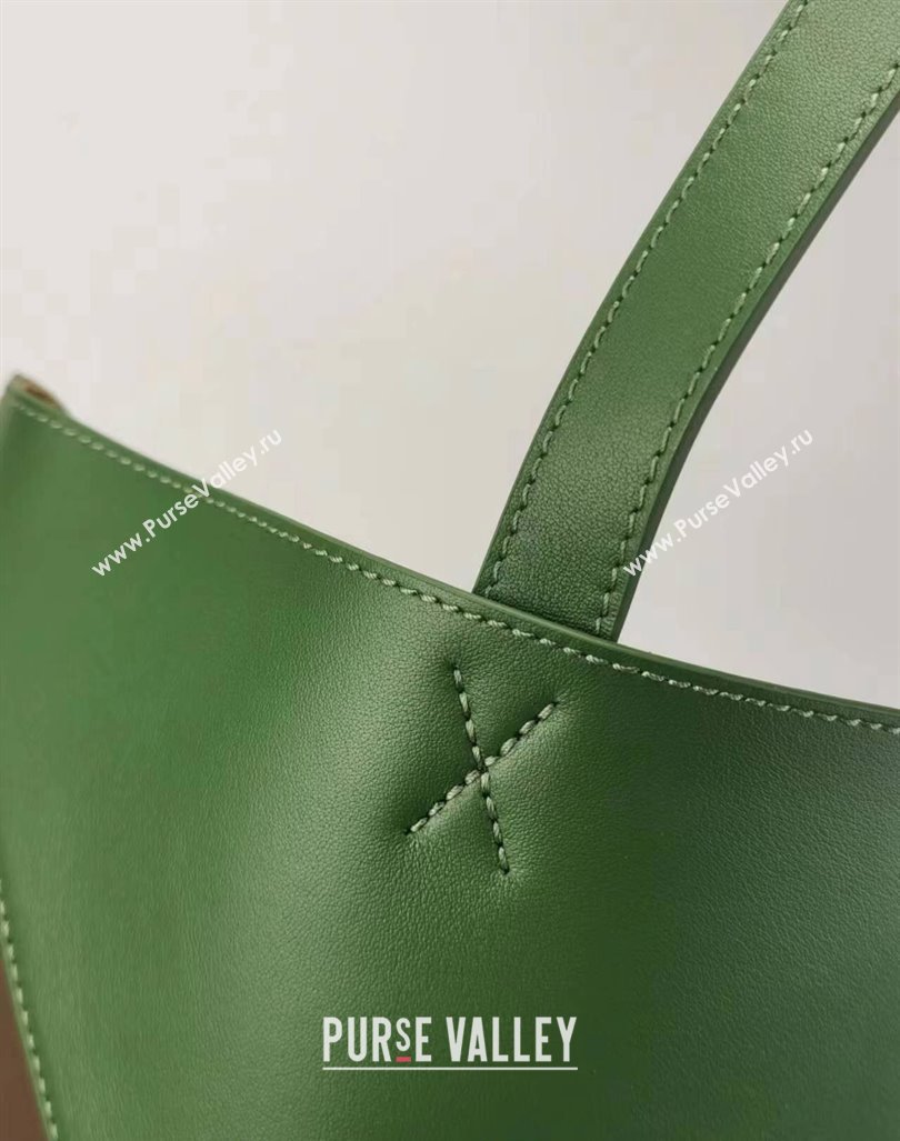 Loewe Large Puzzle Fold Tote in patchwork calfskin Umber Grey/Hunter Green 2023 (Ys-231211052)