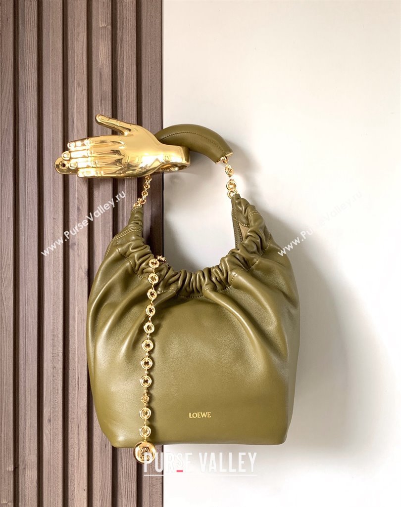 Loewe Small Squeeze bag in nappa lambskin Olive Green 2023 (Ys-231211057)