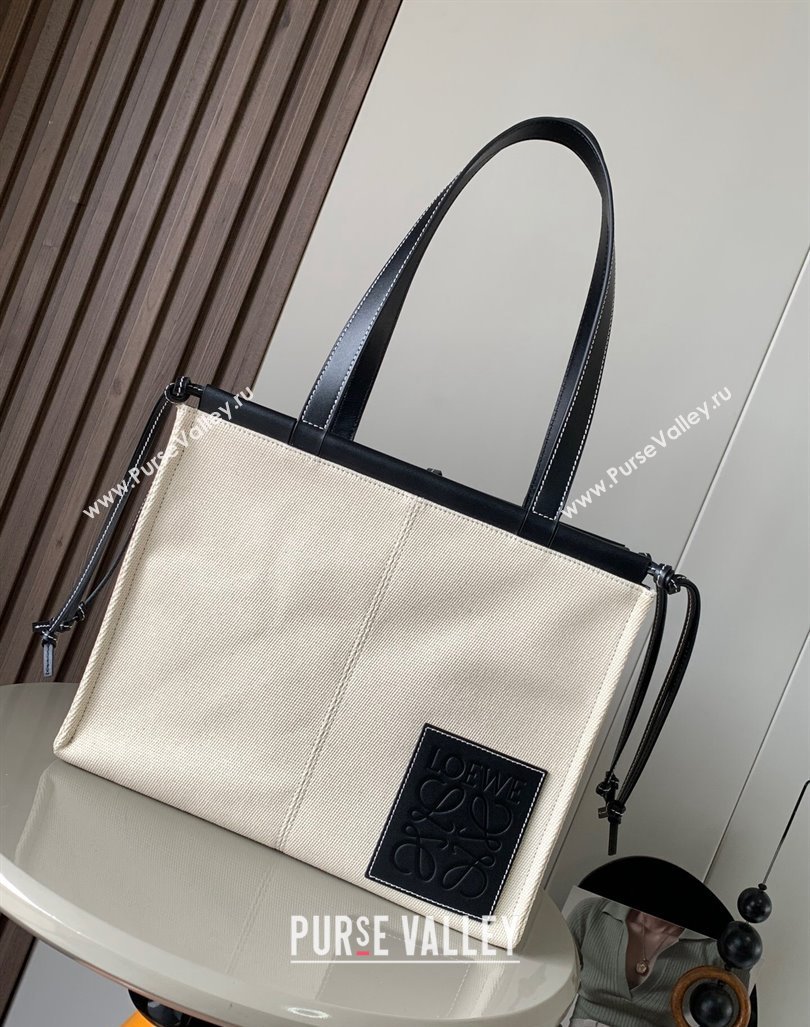 Loewe Cushion Canvas Tote Bag White/Black 2023 (Ys-231211062)