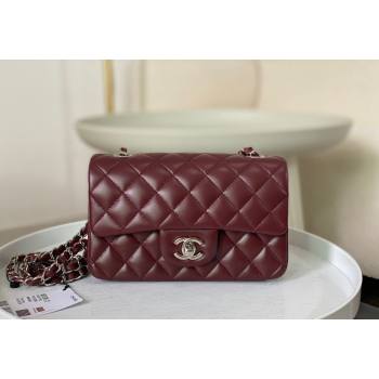 Chanel Lambskin Classic Mini Flap Bag A69900 Burgundy/Silver 2023 (sm-2312260134)