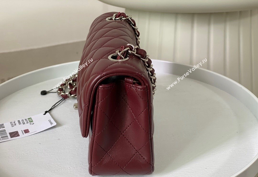 Chanel Lambskin Classic Mini Flap Bag A69900 Burgundy/Silver 2023 (sm-2312260134)