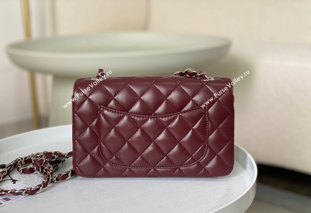 Chanel Lambskin Classic Mini Flap Bag A69900 Burgundy/Silver 2023 (sm-2312260134)