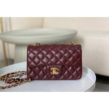 Chanel Lambskin Classic Mini Flap Bag A69900 Burgundy/Gold 2023 (sm-2312260135)